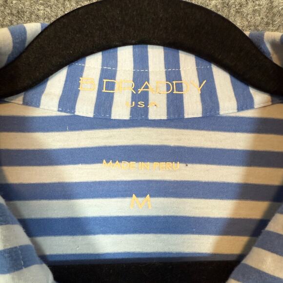 B Draddy Shirt Mens Medium Blue Striped Polo Short Slv Performance Golf Athletic - Picture 5 of 9